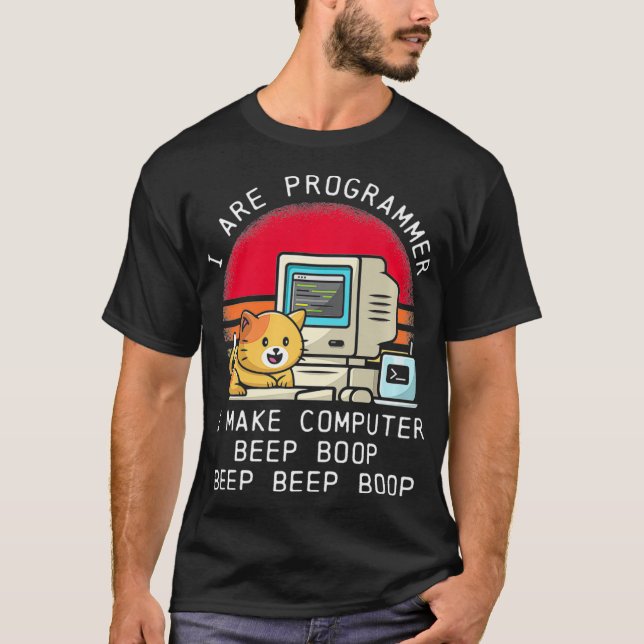 Jag är Programmerare Retro Cat Premium T Shirt (Framsida)