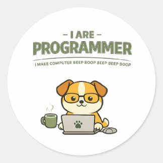 Jag Är Programmerare Rolig Klassisk Rund Klistermä Runt Klistermärke