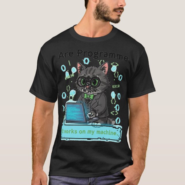Jag Är Programmerare Whimsical Katt Utvecklare Gra T Shirt (Framsida)