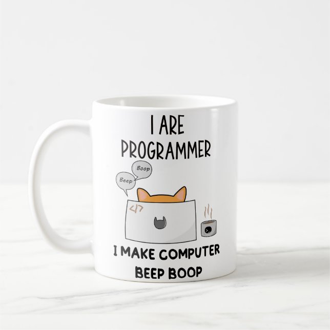 Jag är programmmer Cat Beep Boop cat Programmer Kaffemugg (Vänster)