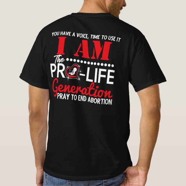 Jag är ProLife Generation kommer att sluta med abo T Shirt (Baksida)