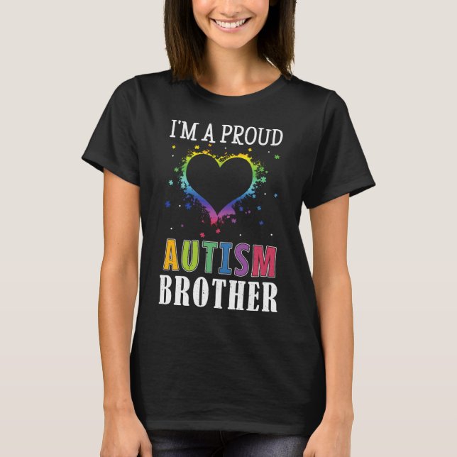 Jag är Proud Brother Puzzle Speciell Autism Awaren T Shirt (Framsida)