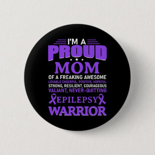 Jag är Proud Mamma Epilepsy Awareness Lila Ribbon Knapp