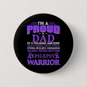 Jag är Proud Pappa Epilepsy Awareness Lila Ribbon Knapp