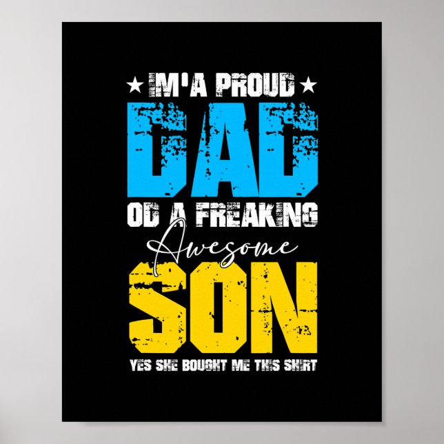 Jag är Proud Pappa Tee från Son Funny Fars dag Poster (Framsidan)