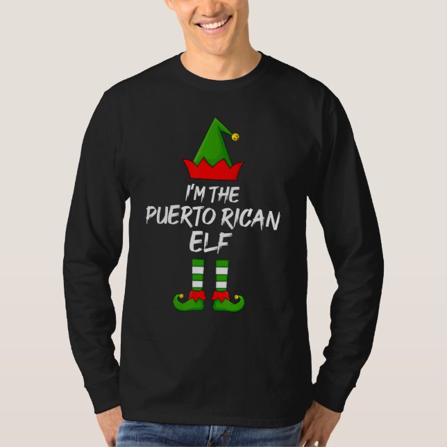 Jag är Puerto Rican Elf Matching Family Elf Chris T Shirt (Framsida)
