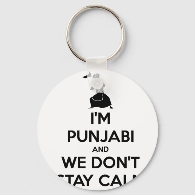 Jag är Punjabi och vi Behållor inte Lugn Nyckelring (Framsida)