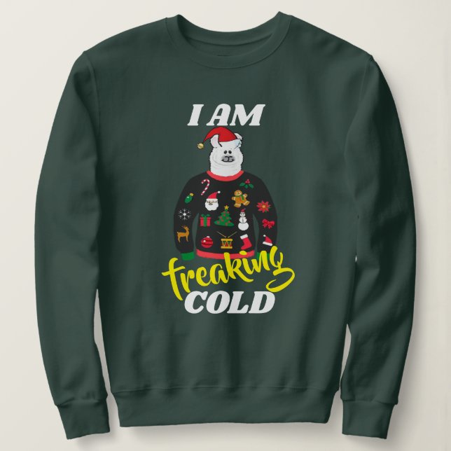 Jag är rädd för kall... Lama christmas T Shirt (Design framsida)