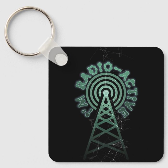 Jag är radio aktiv med Torn Antenna Funny Ham Radi Nyckelring (Framsida)