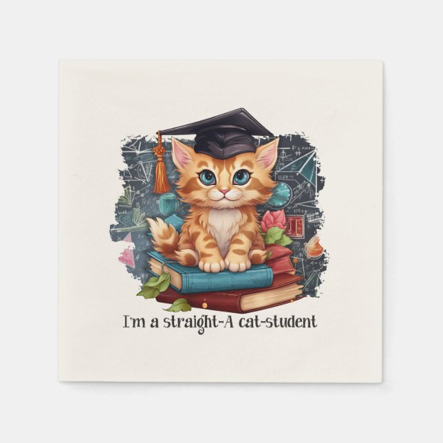 Jag är Rak A Cat Student Pappersservett (Framsidan)