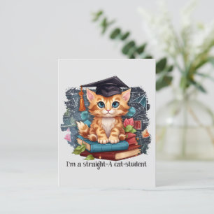 Jag är Rak A Cat Student Vykort
