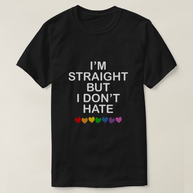 JAG ÄR RAK, MEN JAG HATTAR INTE RAINBOW HEARTS ALL TEE (Design framsida)
