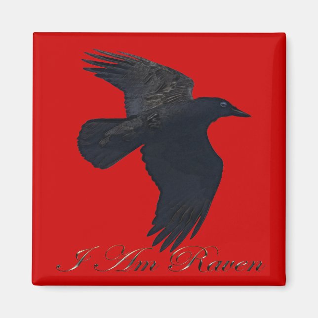 Jag är RAVEN Flies Kråka Art Magnet (Framsidan)