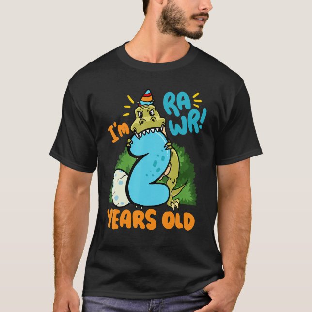 Jag är Rawr 2 år gammal Tyrannosaurus Dinosaur Kid T Shirt (Framsida)
