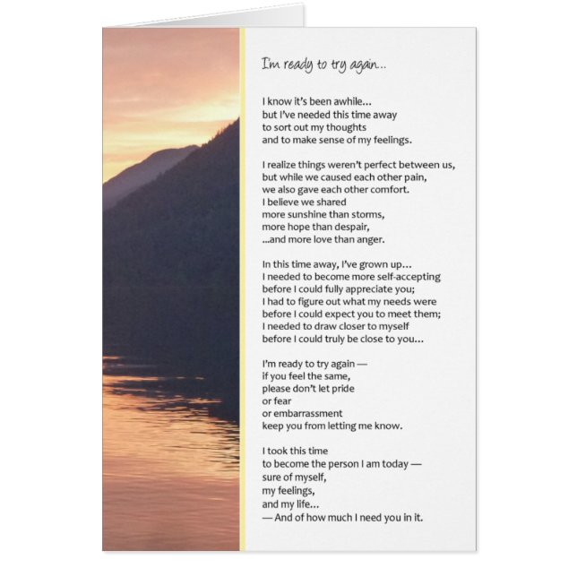 Jag är Redo att försöka igen... Relationer Hälsningskort (Framsidan)