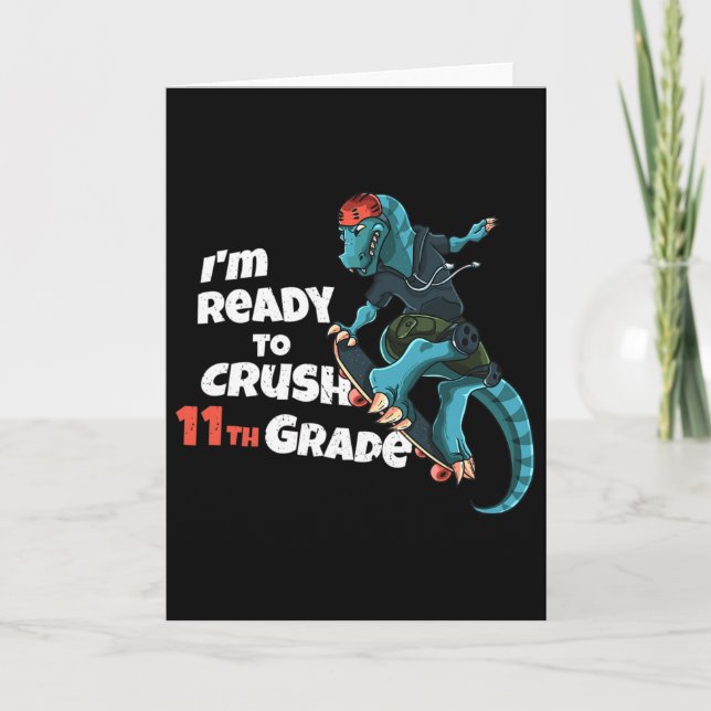 Jag är redo att krossa 11:e klass Dinosaurie Skate Kort (Framsida)