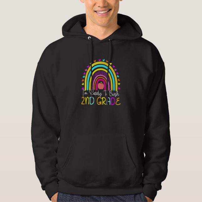 Jag är redo att krossa 2:a klass boho regnbåge til hoodie (Framsida)