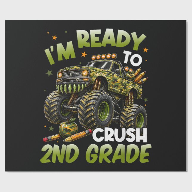 Jag är redo att krossa 2:a klass monstertruck presentpapper (Platt)