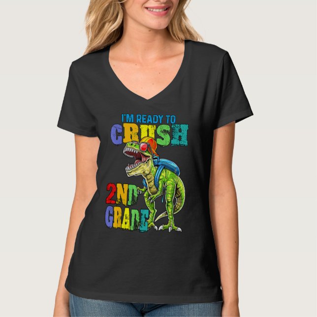 Jag är redo att krossa 2:a klass Rex Dinosaur till T Shirt (Framsida)