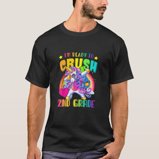 Jag är Redo att krossa andra Klass Unicorn Girls T Shirt (Framsida)