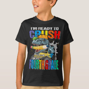 Jag är Redo att krossa fjärde Klass Dinosaur TRex T Shirt