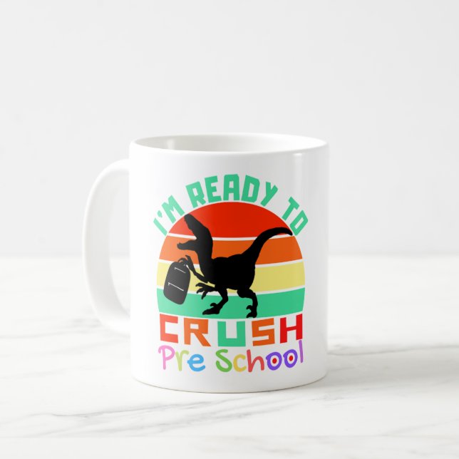JAG ÄR REDO ATT KROSSA FÖRSKOLAN - COOL DINOSAURIE KAFFEMUGG (Framsida vänster)