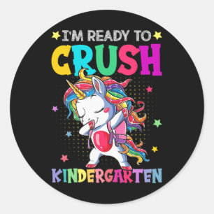 Jag är redo att krossa förskolan Glad första dag i Runt Klistermärke