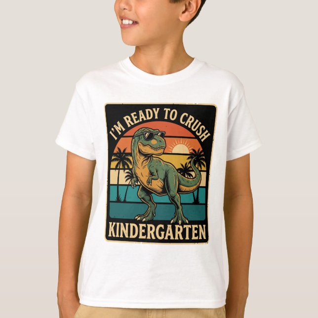 Jag är redo att krossa förskole-dinosaurie t shirt (Framsida)