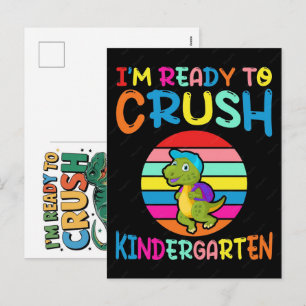 Jag är redo att krossa förskoleklass dinosauriesko helg vykort