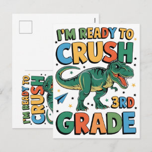 Jag är redo att krossa förskoleklass dinosauriesko helg vykort