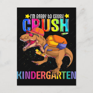 Jag är redo att krossa förskoleklass dinosauriesko helg vykort