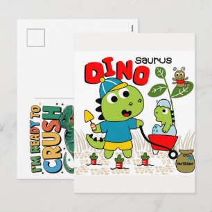 Jag är redo att krossa förskoleklass dinosauriesko helg vykort