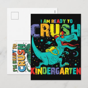 Jag är redo att krossa förskoleklassens dinosaurie helg vykort