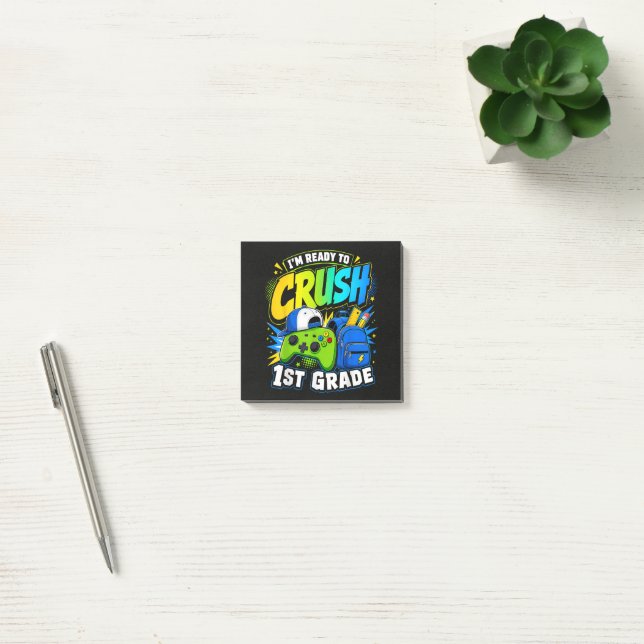 Jag är redo att krossa första klassens skolstart post-it block (Kontor)