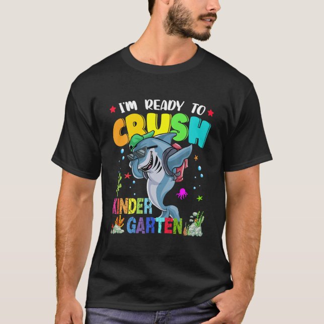 Jag är Redo att krossa Kindergarten Dabbing Shark T Shirt (Framsida)
