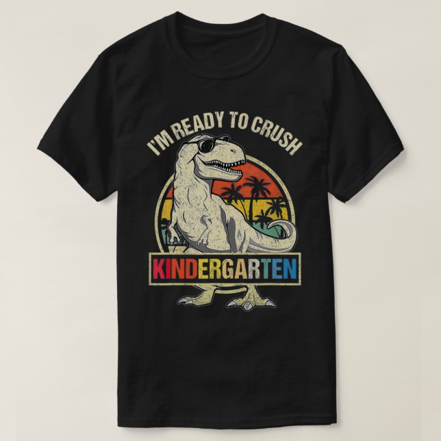 Jag är Redo att krossa Kindergarten Dinosaur Boys  T Shirt (Design framsida)