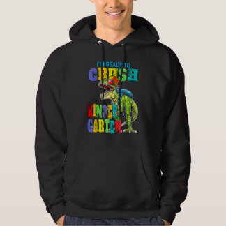 Jag är Redo att krossa Kindergarten Dinosaur tillb Hoodie