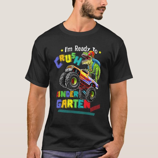 Jag är Redo att krossa Kindergarten Dinosaur tillb T Shirt (Framsida)