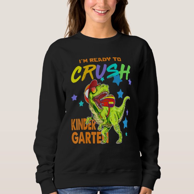 Jag är Redo att krossa Kindergarten Dinosaur tillb T Shirt (Framsida)