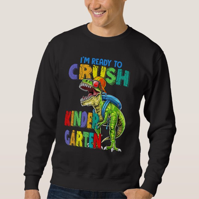 Jag är Redo att krossa Kindergarten Dinosaurs till Lång Ärmad Tröja (Framsida)