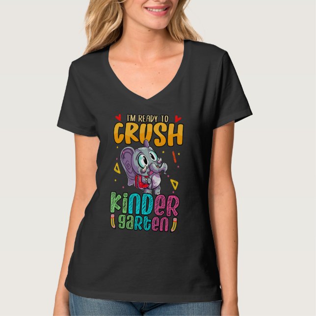 Jag är Redo att krossa Kindergarten med elefanthug T Shirt (Framsida)