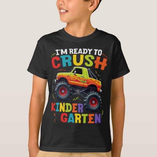 Jag är Redo att krossa Kindergarten Monster Lastbi T Shirt (Framsida)