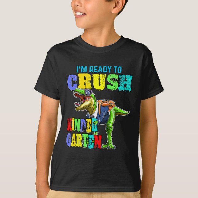 Jag är redo att krossa Kindergartens Dinosaurie By T Shirt (Framsida)