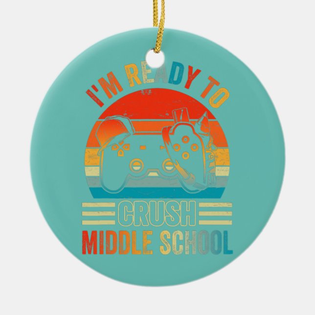 Jag är Redo att krossa Mitten skolvideospel Julgransprydnad Keramik (Framsidan)