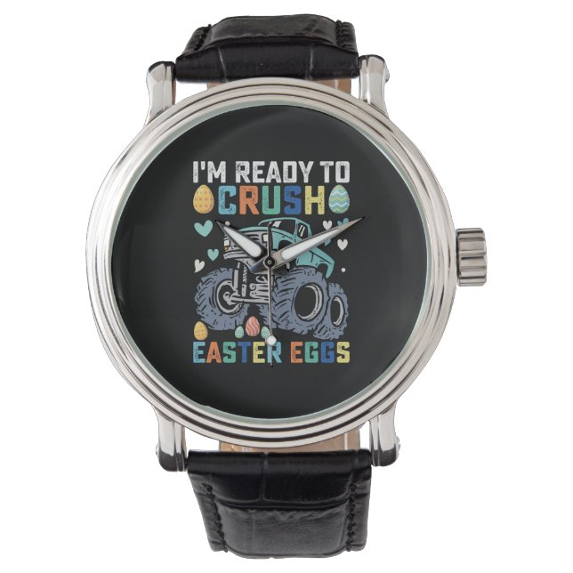 Jag är redo att krossa påskägg monstertruck armbandsur (Framsida)