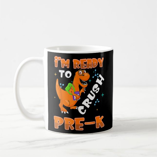 Jag är Redo att krossa pre K Dinosaur Boys Kids ti Kaffemugg (Vänster)