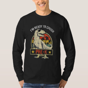 Jag är redo att krossa PRE K Dinosaur Boys tillbak T Shirt