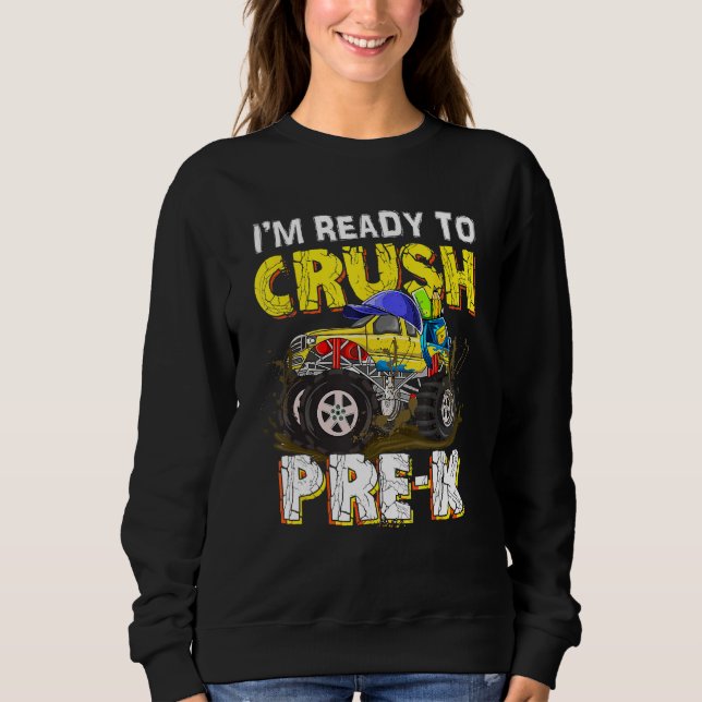 Jag är redo att krossa Pre K Monster Truck Tillbak T Shirt (Framsida)