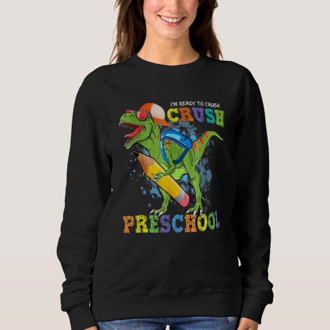 Jag är Redo att krossa Preschool Dino Back to scho T Shirt (Framsida)