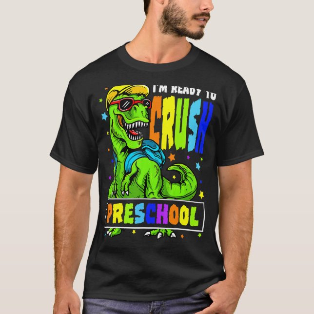 Jag är Redo att krossa Preschool Dinosaur 1:a dage T Shirt (Framsida)